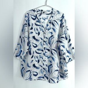 gerry webber 100% linen print blouse 3/4 sleeves